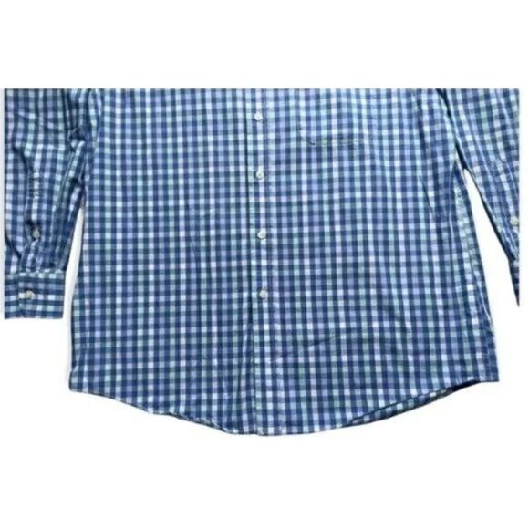 Long Sleeve Button Up Men’s 16/32/33 Gingham Light Blue Green Club Room - Picture 5 of 10
